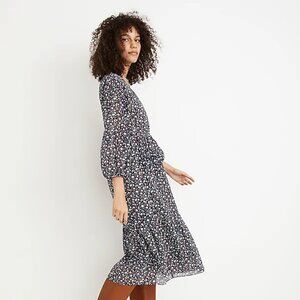 Madewell Tie-Waist Midi Dress in Harvest Vine (size M)